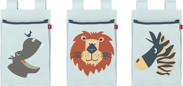 FLEXA, FLEXA Bett-Tasche SAFARI 3-teilig in hellblau/bunt, 