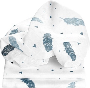 Odenwälder, Odenwälder Mullwindeln FEATHER (80x80) 3er-Set in weiß/blau, 