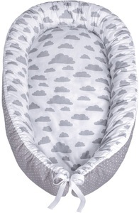 LULANDO, LULANDO Babynest multifunktional Wölkchen weiß/ Pünktchen grau, LULANDO Multifunktionales Babynest