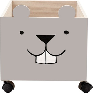Bloomingville, Bloomingville Aufbewahrungsbox Bieber, Aufbewahrungskiste ELENE mit Rollen in grau