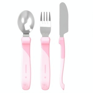 TWISTSHAKE, Twistshake Esslern-Besteck aus Edelstahl pastell rosa - rosa/pink, Twistshake Esslernbesteck aus rostfreiem Stahl