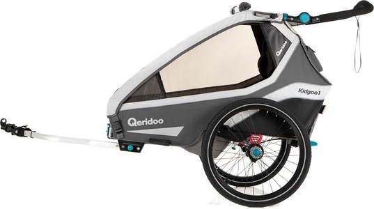 Qeridoo, Qeridoo® Kinderfahrradanhänger Kidgoo2 Grey, Qeridoo KidGoo2