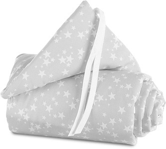 Babybay Tobi, Babybay Boxspring XXL Nestchen Piqué Perlgrau Sterne Weiß, babybay® Nestchen Piqué Boxspring XXL