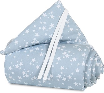 Babybay Tobi, Babybay Boxspring XXL Nestchen Piqué Azurblau Sterne Weiß, babybay® Nestchen Piqué Boxspring XXL