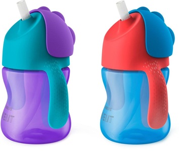 Avent, Avent Strohhalm Becher,, Philips Avent Strohhalmbecher 200ml, 9M, blau/lila (1 Stk)