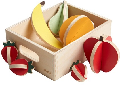 FLEXA, FLEXA Holz-Lebensmittel OBST 8-teilig mit Kiste, FLEXA Obstset