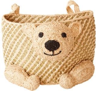 rice, rice Hängekorb BEAR aus Seegrass in natur, RICE Aufbewahrungskorb zum Hängen Bär
