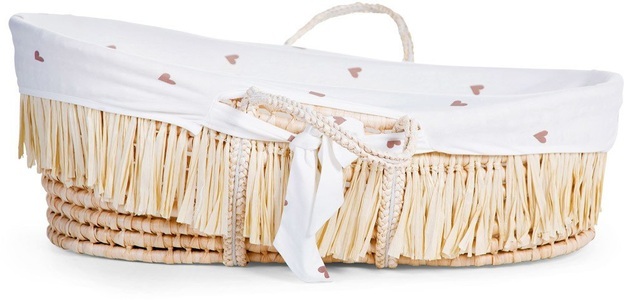Childhome, Childhome Moseskorb aus Maisschale und Raffia mit Matratze und Bezug