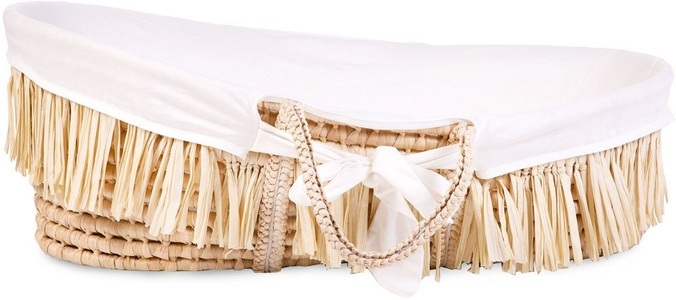 Childhome, Childhome Moseskorb aus Maisschale und Raffia mit Matratze und Bezug