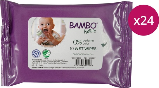 Bambo, Bambo Nature Wet Wipes, Travel Pack