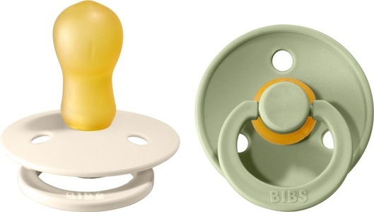 BIBS, BIBS Colour Nuggi, Ivory / Sage, BIBS Colour Schnuller, Latex, Rund, 12-18 Monate, Ivory/Sage (2 Stk)
