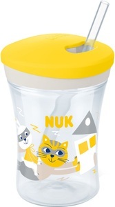 Nuk, NUK Trinklernbecher Action Cup weicher Trinkhalm, auslaufsicher ab 12 Monaten gelb, NUK Action Cup, weicher Trinkhalm