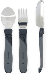 TWISTSHAKE, TWISTSHAKE Esslern-Besteck aus Edelstahl in schwarz, Twistshake Learn Cutlery Stainless Steel