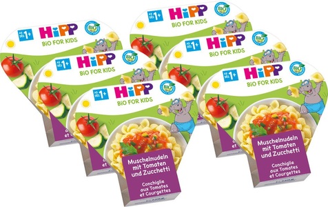 Hipp, HiPP Kinder Bio Pasta Muschelnudeln mit Tomaten und Zucchetti, HiPP Kinder Bio Pasta Muschelnudeln mit Tomaten und Zucchetti