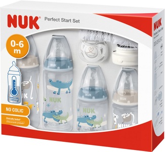 Nuk, NUK Starterset Perfect Start mit First Choice? Babyflasche in blau, NUK First Choice+ Perfect Start Set PP mit Temperature Control Anzeige