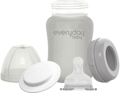 EVERYDAY BABY, everyday Baby Babyglasflasche Healthy+ 150 ml, quiet grey, Rotho Babydesign Everyday Baby Glas-Babyflasche Healthy+