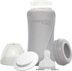 EVERYDAY BABY, everyday baby Babyglasflasche Healthy+ 240 ml quiet grey, Rotho Babydesign Everyday Baby Glas-Babyflasche Healthy+