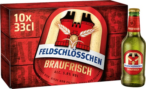 Feldschlösschen, Feldschl. Braufrisch 10x33cl, Feldschlösschen Braufrisch Helles Bier