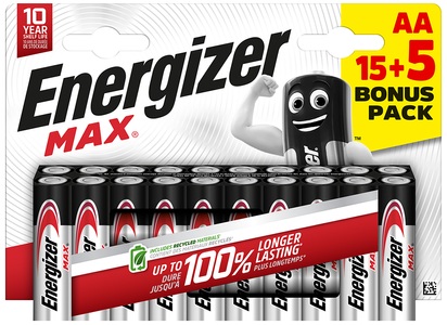 Energizer, Energizer Max Mignon (AA)-Batterie Alkali-Mangan 1.5 V 20 St., Energizer, Batterien, Energizer Max AA Promo 15+5, Produkte & Wohnen
