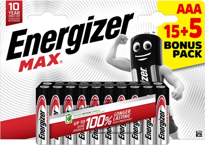 Energizer, Energizer Max Micro (AAA)-Batterie Alkali-Mangan 1.5 V 20 St., Energizer Batterie Max AAA 15+5 Stück