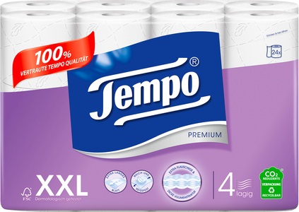 Tempo, TEMPO Toilettenpapier Premium, Tempo Toilettenpapier Premium 4-lagig (24 Stk)