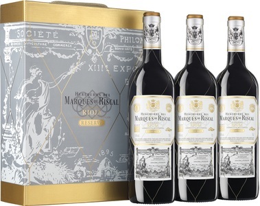 Marques de Riscal, Etui Riscal Reserva 3x75cl, Marqués de Riscal Reserva DO - 2018 Etui 3 Flaschen Rotwein