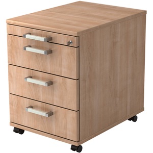 undefined, Rollcontainer TARVIS, 1 Utensilienauszug, abschließbar, 3 Schübe, B 428 x T 580 x H 590 mm, Nussbaum-Dekor, Rollcontainer TARVIS, 1 Utensilienauszug, abschließbar, 3 Schübe, B 428 x T 580 x H 590 mm, Nussbaum-Dekor