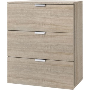 Micasa, Kommode ORSON, Carryhome Nachtkästchen in sonoma eiche , Carina Kommoden , Metall , 3 Schubladen , 50x61x42 cm , Dekorfolie,Nachbildung , Typenauswahl , 001172013919