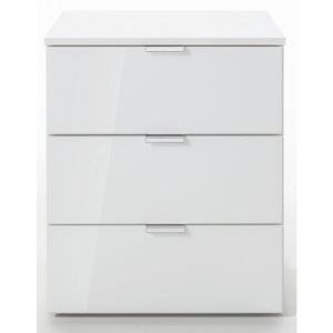 LIVIQUE, Nachttisch Pravino, Carryhome Nachtkästchen in weiss , Carina Kommoden , Metall , 3 Schubladen , 50x61x42 cm , Dekorfolie,Nachbildung , Typenauswahl , 001172013977