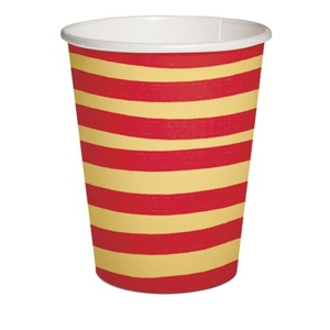 Diverse, diverse Pappbecher Maison, Pappbecher 10x Streifen beige/rot, 9.5x5.5x8cm - 0.25l