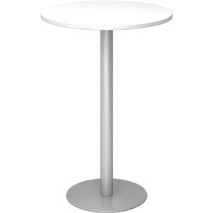 undefined, Stehtisch, Ø 800 mm 1116 mm hoch, Gestell silber Platte weiß, Stehtisch, Ø 800 mm, 1116 mm hoch, Gestell silber, Platte weiß