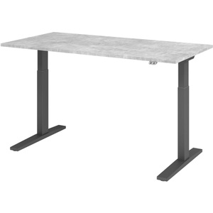 Hammerbacher, Hammerbacher Sitz-Stehschreibtisch Elect 1600 mm x 800 mm Beton VXMKA16/M/G, Hammerbacher Sitz-Stehschreibtisch VXMKA16/M/G Grau 1.600 x 800 x 1.200 mm