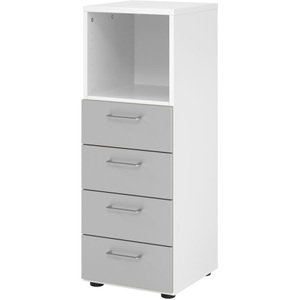 LIVIQUE, Regal Office, VERA-ZWO - Regal-/Schubladenkombination, HxBxT 1100 x 400 x 420 mm, weiß / silber