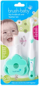brush-baby, brush-baby Zahnbürste und Zahnungshilfe Türkis/Weiss, 