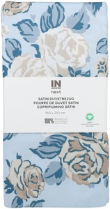 Inhouse NEXT, IH NEXT Duvet Satin Rosen hellblau 160x210, Inhouse Duvet Gots Satin 160x210 Rosen hellblau