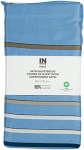 Inhouse NEXT, IH NEXT Duvet Satin Strips blau 160x210, Inhouse Duvet Gots Satin 160x210 Strips blau