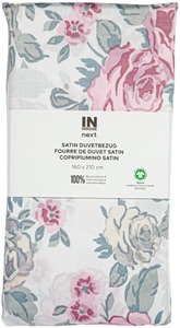 Inhouse NEXT, IH NEXT Duvet Satin Rosen weiss 160x210, Inhouse Duvet Gots Satin 160x210 Rosen weiss