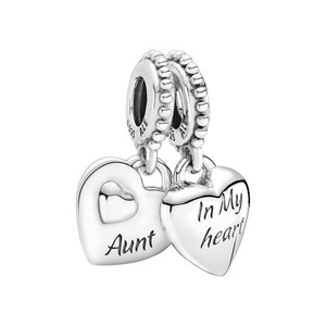 Pandora, Pandora Dangle Aunt & Niece Split Heart Anhänger Damen, Pandora - Charm, People, One Size, Silber