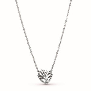 Pandora, Pandora Necklace Sparkling Wishbone Heart Collier mit Anhänger Damen, Pandora Necklace Heart Family Tree Halsschmuck Damen