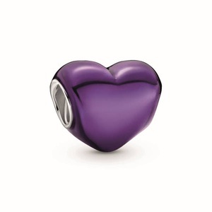 Pandora, Pandora Metallic Purple Heart Charm Damen, Pandora Metallic Purple Heart Charm Damen