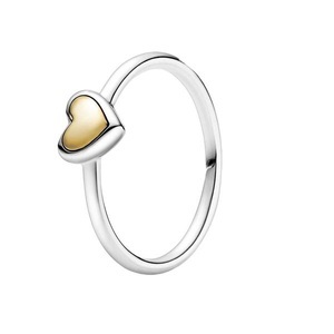 Pandora, Ring Damen Silber 56, Pandora Moments Stackable Domed Golden Heart Ring Damen
