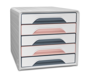 CEP, CEP Schubladenbox Smoove Mineral 1071111681 5 Schubladen weiss/grau/pink