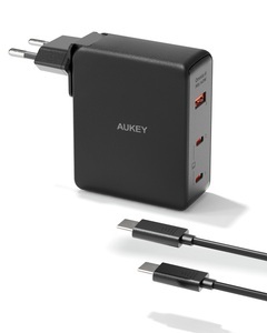 Aukey, AUKEY Omnia Mix4 140W - Ladegerät (Schwarz), AUKEY OmniaMix II 140W GaN PD PA-B7O BK 3-Port, Wall Charger Black
