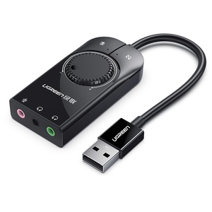 Ugreen, Ugreen External USB Sound Adapter, 15cm, black, 40964, UGREEN 40964 - Externe USB Soundkarte (Schwarz)