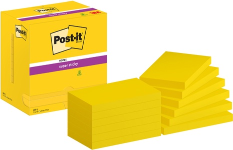 POST-IT, POST-IT Notes Super Sticky 76x127mm 655-S gelb 12x90 Blatt, POST-IT Notes Super Sticky 76x127mm 655-S gelb 12x90 Blatt