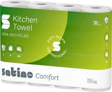 Satino , SATINO Haushaltsrollen Satino Comfort 177110 3-lagig, 4 Rollen 51 Blatt, SATINO Haushaltsrollen Satino Comfort 177110 3-lagig, 4 Rollen 51 Blatt
