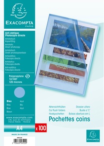 Exacompta, Exacompta Sichthülle A4, 100 Stück, Blau, Exacompta Sichthülle, DIN A4, genarbt, 100 Stück, blau