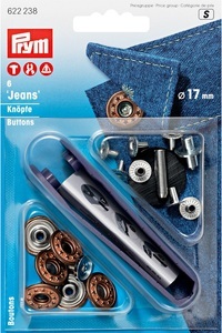 Prym, Prym Jeansknopf Sterne, altbronze 17 mm, Karte 6 Stk., Prym Jeansknopf Sterne, altbronze 17 mm, Karte 6 Stk.