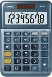 Casio, Casio MS-80E Tischrechner Blau Display (Stellen): 8 solarbetrieben (L x B) 101 mm x 149 mm, CASIO Tischrechner MS-80E