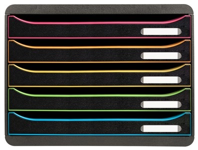 Exacompta, EXACOMPTA Schubladenelement Big-Box Plus Horizon, EXACOMPTA Schubladenbox Big-Box Plus 308914D schwarz/Harlekin, 5 Schubl.